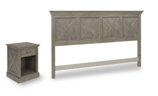 Homestyles Mountain Lodge Gray King Headboard & Nightstand