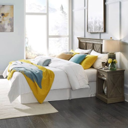 Homestyles Mountain Lodge Gray King Headboard & Nightstand - Image 3