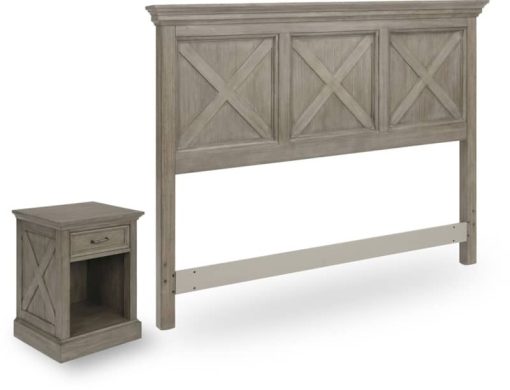Homestyles Mountain Lodge Gray Queen Headboard & Nightstand