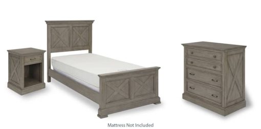 HomeStyles Mountain Lodge Gray Twin Bed, Nightstand & Chest