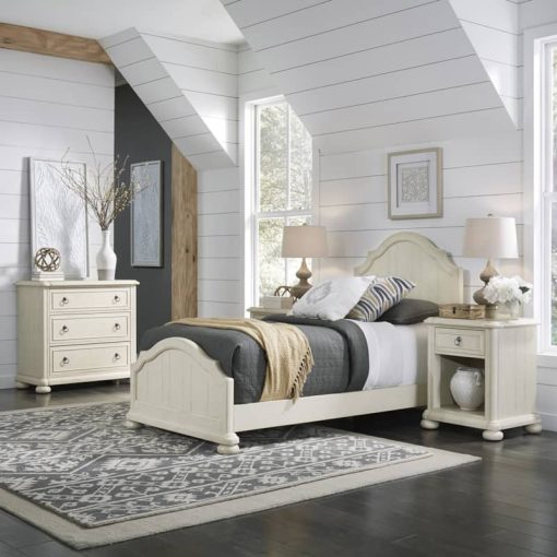 Homestyles Provence Antiqued White Twin Bed, 2 Nightstands And Chest - Image 2