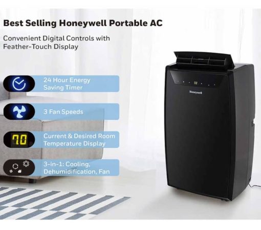 Honeywell 14,000 BTU Black Portable Air Conditioner, Dehumidifier & Fan - Image 8