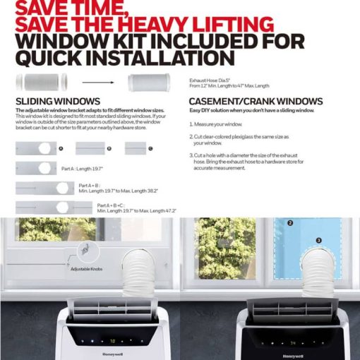Honeywell 14,000 BTU Black/Silver Heat & Cool Portable Air Conditioner, Dehumidifier & Fan - Image 8