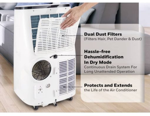 Honeywell 12,000 BTU White Contempo Series Portable Air Conditioner, Dehumidifier & Fan - Image 5