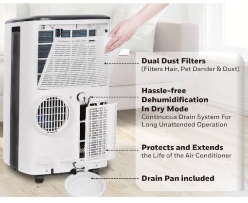 Honeywell 10,000 BTU ASHRAE (6,500 BTU SACC) White Smart Wi-Fi Portable Air Conditioner, Dehumidifier & Fan - Image 8