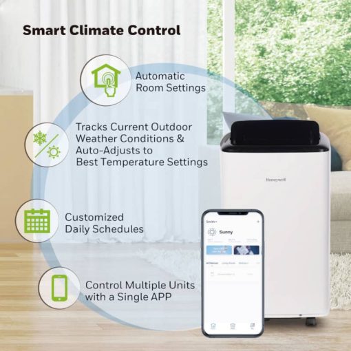 Honeywell 10,000 BTU ASHRAE (6,500 BTU SACC) White Smart Wi-Fi Portable Air Conditioner, Dehumidifier & Fan - Image 5