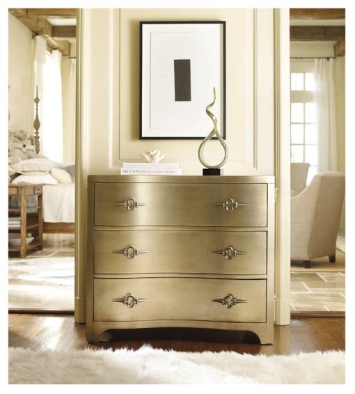Hooker Furniture Living Room Sanctuary Three-Drawer Shaped Front Gold Chest - Image 3