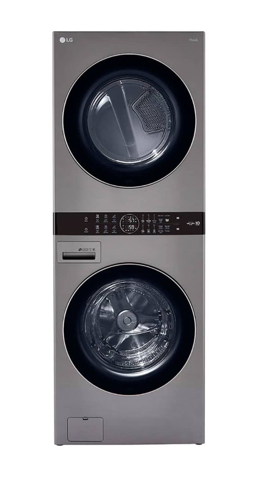 LG 27" Graphite Steel WashTower With Center Control Single Unit Front Load 4.5 Cu. Ft. Washer & 7.4 Cu. Ft. Electric Dryer Combo