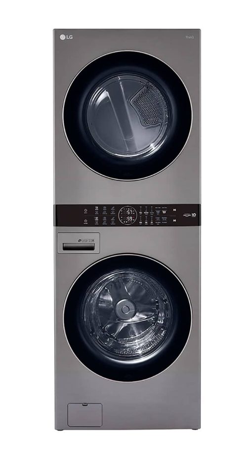 LG 27" Graphite Steel WashTower With Center Control Single Unit Front Load 4.5 Cu. Ft. Washer & 7.4 Cu. Ft. Gas Dryer Combo