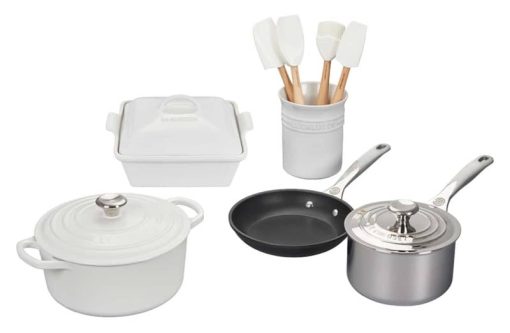 Le Creuset 12-Piece White Mixed Material Cookware Set