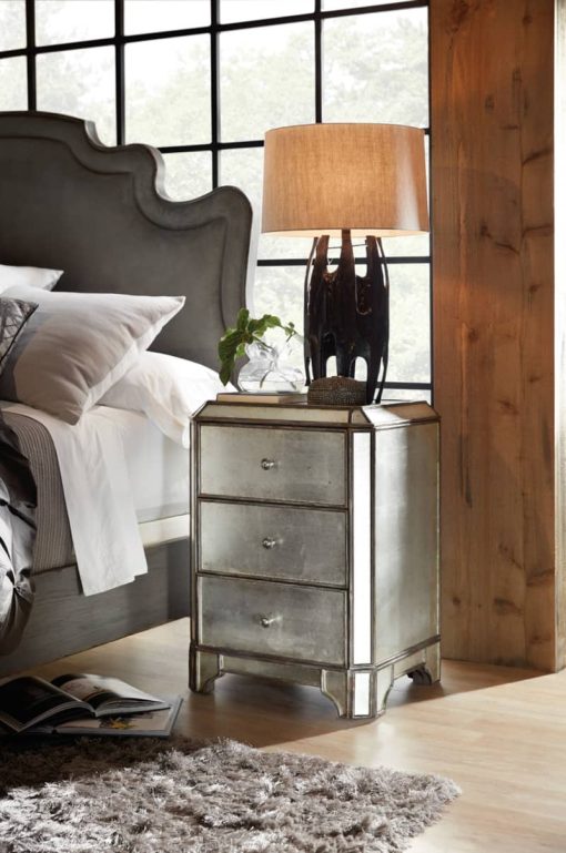 Hooker Furniture Bedroom Arabella Mirrored Three-Drawer Nightstand - Image 6