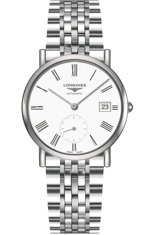 Longines Elegant Collection White Matt Dial Stainless Steel Bracelet Watch, 34mm
