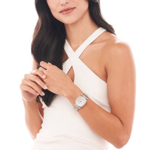 Michele Caber Isle MOP w/ Diamond Dial Silver Bracelet Watch, 32mm - Image 3