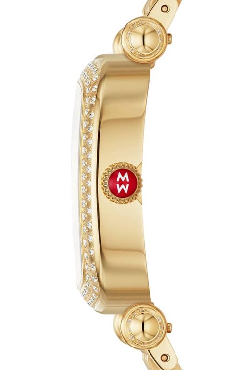 Michele Caber Isle MOP w/ Diamond Dial Gold-Tone Bracelet Watch, 32mm - Image 2