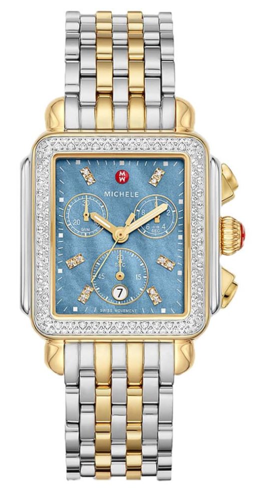 Michele Deco Chrono Ocean MOP Dial Two-Tone Diamond Stainless Steel Watch, 33mm