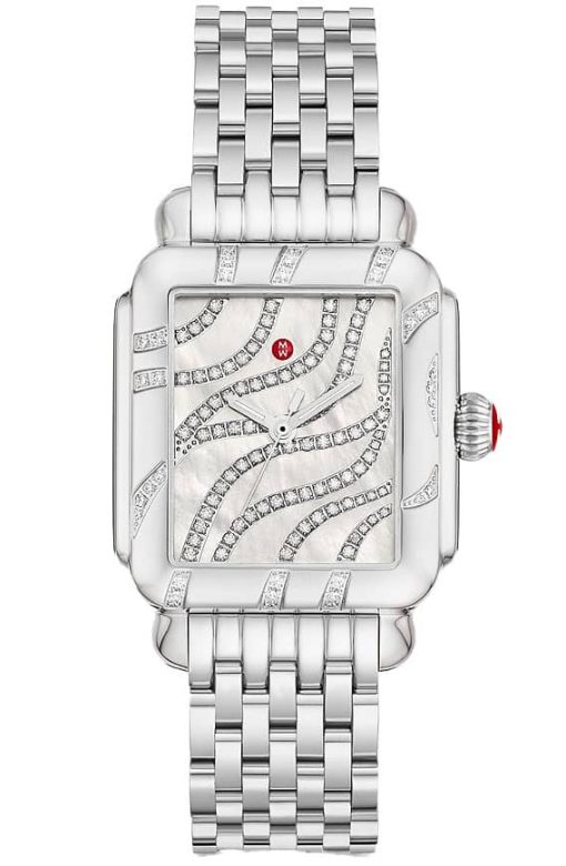 Michele Limited Edition Deco Diamond MOP Dial Stainless Steel Bracelet Watch, 33mm