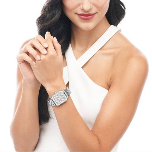 Michele Limited Edition Deco Diamond MOP Dial Stainless Steel Bracelet Watch, 33mm - Image 3