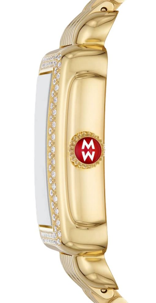 Michele Deco Mid Diamond White MOP Dial 18K Gold-Tone Stainless Steel Bracelet Watch, 29mm - Image 2