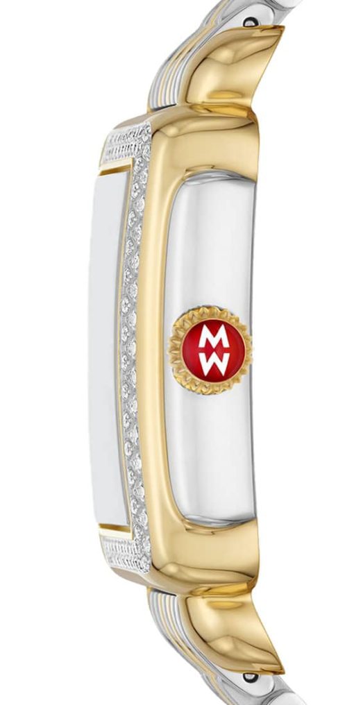 Michele Deco Mid Diamond White MOP Dial Two-Tone Stainless Steel Bracelet Watch, 29mm - Image 2