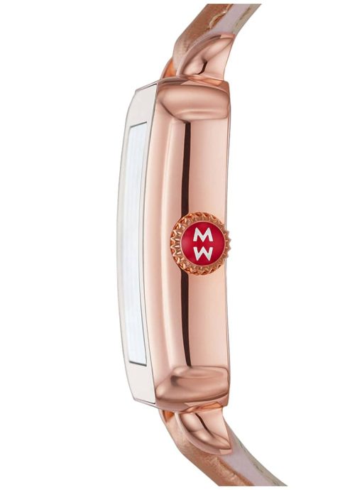 Michele Deco Sport Silver Dial Rose Embossed Leather Strap Watch, 34mm - Image 2