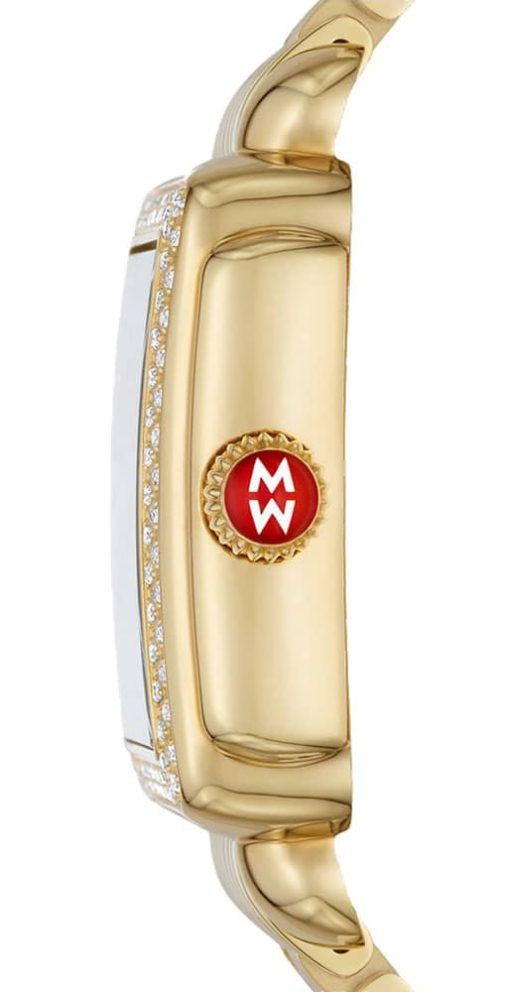 Michele Limited Edition Deco Diamond Blue Lapis Pattern Dial Gold-Tone SS Bracelet Watch, 33mm - Image 2