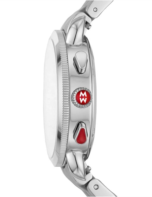 Michele Sporty Sport Sail Chronograph Slate Sunray Dial & Silicone-Wrapped Steel Bracelet Watch, 38mm - Image 2