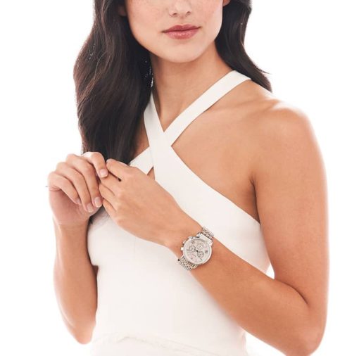 Michele Sport Sail Chronograph White MOP w/ Diamond Dial Silver Stainless Steel Watch, 38mm - Image 3