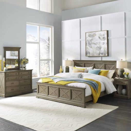 HomeStyles Mountain Lodge Gray King Bed, Nightstand & Dresser With Mirror - Image 2