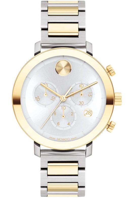 Movado BOLD Evolution Silver-Toned Metallic Dial Two-Tone Stainless Steel Bracelet Watch, 38mm