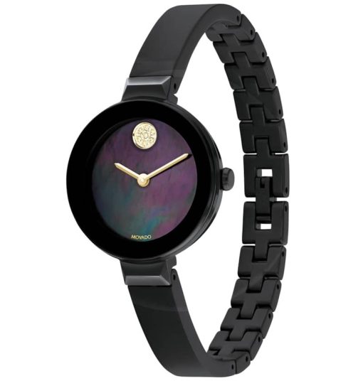 Movado BOLD Black Sunray MOP Dial & Bangle Bracelet Watch, 28mm - Image 2
