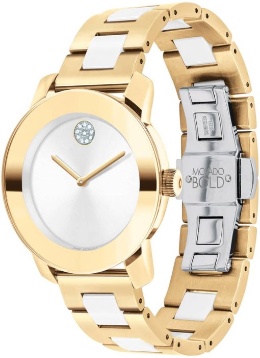 Movado BOLD Ceramic Silver Metallic Dial Two-Tone Bracelet Watch, 36mm - Image 2