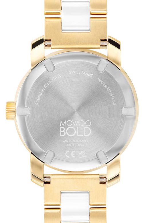 Movado BOLD Ceramic Silver Metallic Dial Two-Tone Bracelet Watch, 36mm - Image 3