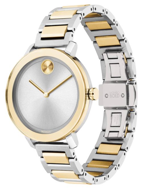 Movado BOLD Evolution Silver-Tone Metallic Dial & Two-Tone Ion-Plated Link Bracelet Watch, 34mm - Image 2