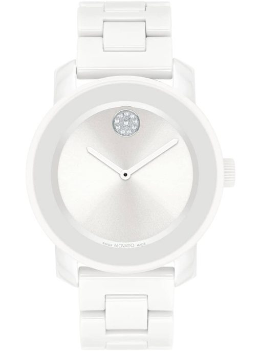 Movado BOLD Ceramic Silver/White Bracelet Watch, 36mm