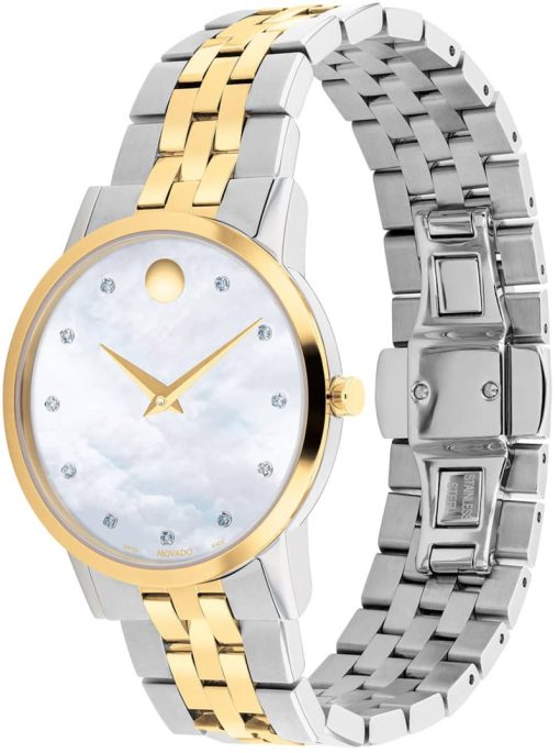 Movado Museum Classic White MOP Dial Two-Tone PVD Bracelet Watch, 33mm - Image 2