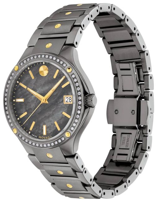 Movado SE Grey MOP Dial & PVD Stainless Steel Bracelet w/ Gold Accents Watch, 32mm - Image 2
