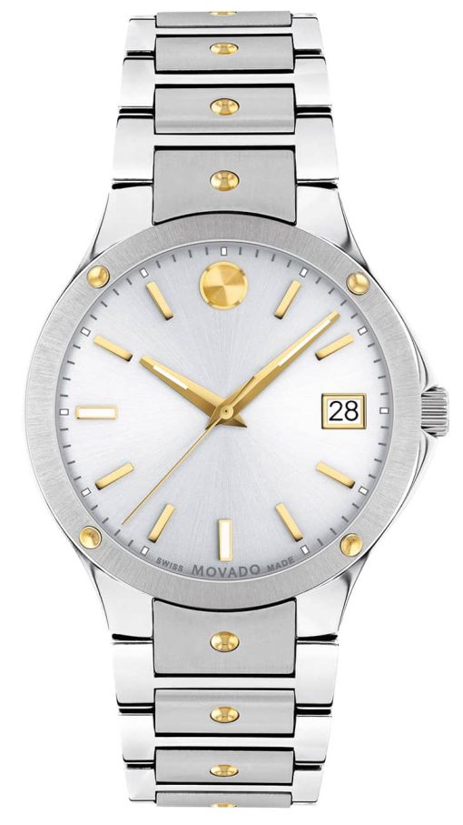 Movado SE Silver White Sunray Dial Stainless Steel Link Bracelet Watch, 32mm