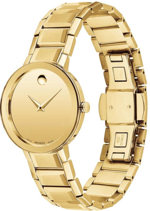 Movado Sapphire Yellow Gold Mirror Dial Stainless Steel PVD Bracelet Watch, 28mm - Image 2