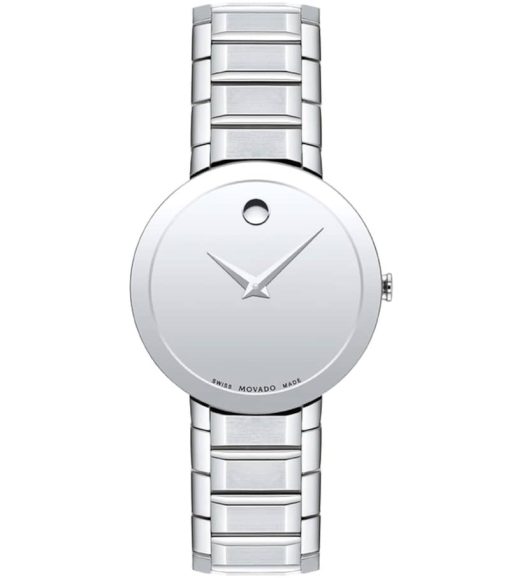 Movado Sapphire Silver Mirror Dial & Bracelet Watch, 28mm