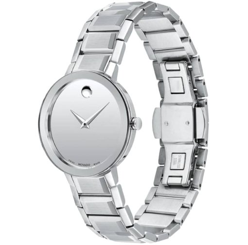 Movado Sapphire Silver Mirror Dial & Bracelet Watch, 28mm - Image 2