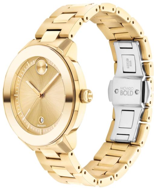 Movado BOLD Verso Yellow Gold-Tone Metallic Dial & Ion-Plated SS Link Bracelet Watch, 38mm - Image 2