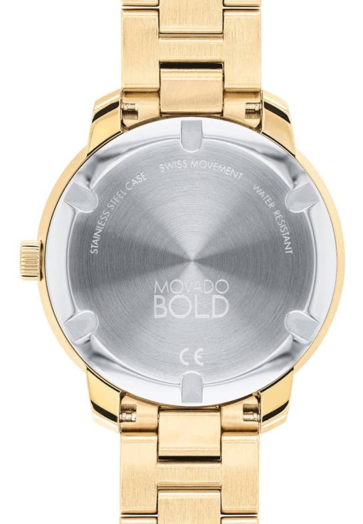 Movado BOLD Verso Yellow Gold-Tone Metallic Dial & Ion-Plated SS Link Bracelet Watch, 38mm - Image 3