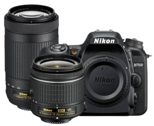 Nikon D7500 Black Digital SLR Camera 18-55mm & 70-300mm Lens Kit