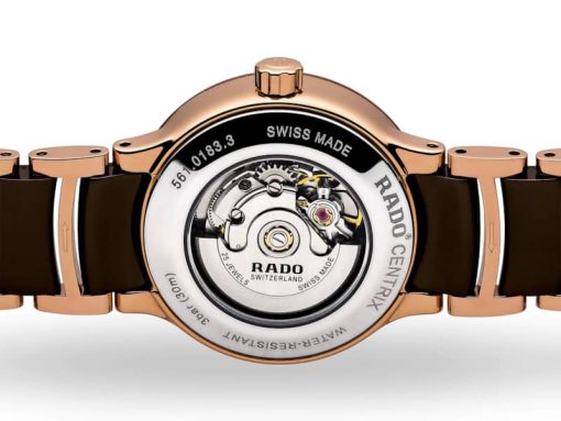 Rado Centrix Automatic Diamonds Stainless Steel & Ceramic Watch, Brown Dial, 28mm - Image 3