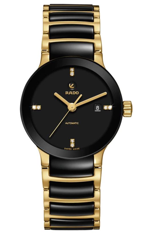 Rado Centrix Automatic Diamonds Black Dial Two-Tone Watch, 28mm