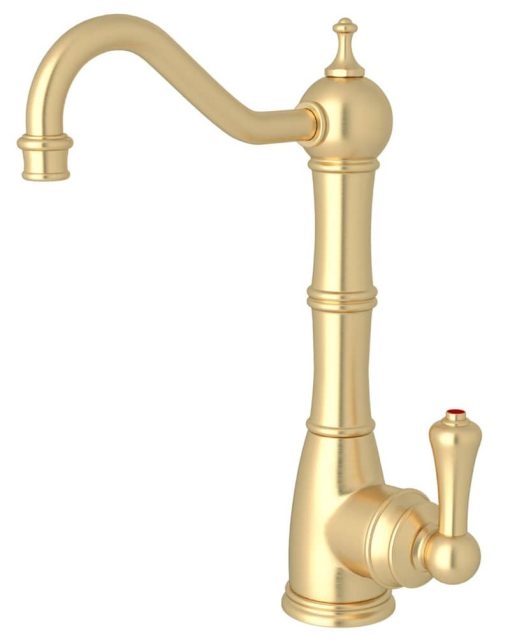 Rohl Perrin & Rowe Edwardian Satin English Gold Column Spout Hot Water Faucet