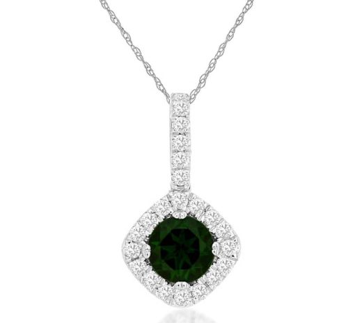 Royal Jewelry 14K White Gold Diamond & Russalite Pendant
