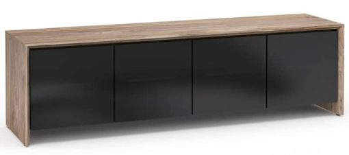 Salamander Designs Chameleon Collection Barcelona 247 Natural Walnut Black Glass AV Cabinet