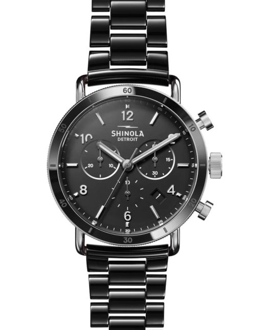Shinola The Canfield Sport Chrono Black Ceramic Watch, Matte Black Dial, 40mm