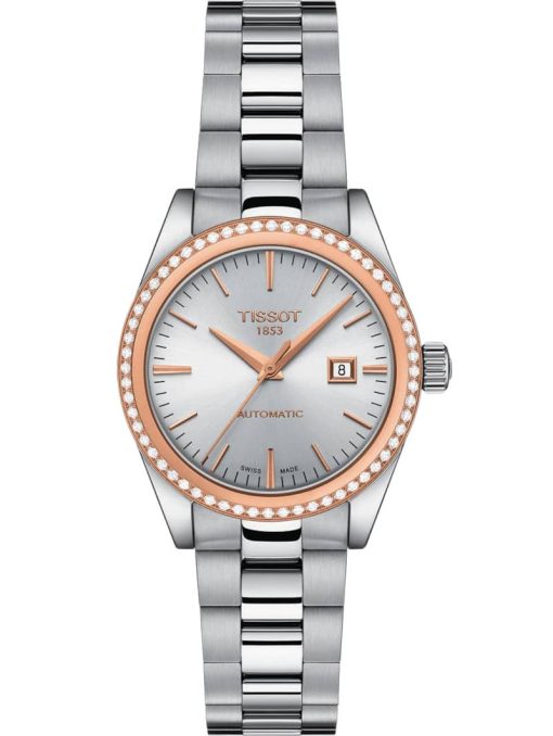 Tissot T-My Lady Automatic 18K Rose Gold Silver Dial & Bracelet Watch, 29mm